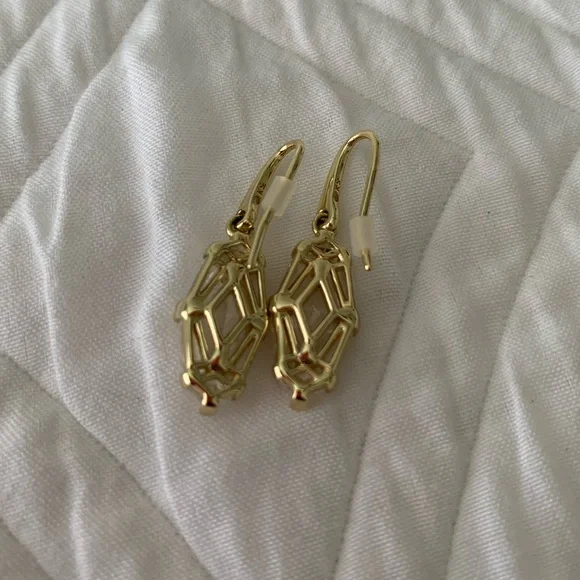 Lindy Rae Gold Drop Earrings in White CZ - Picture 5 of 5